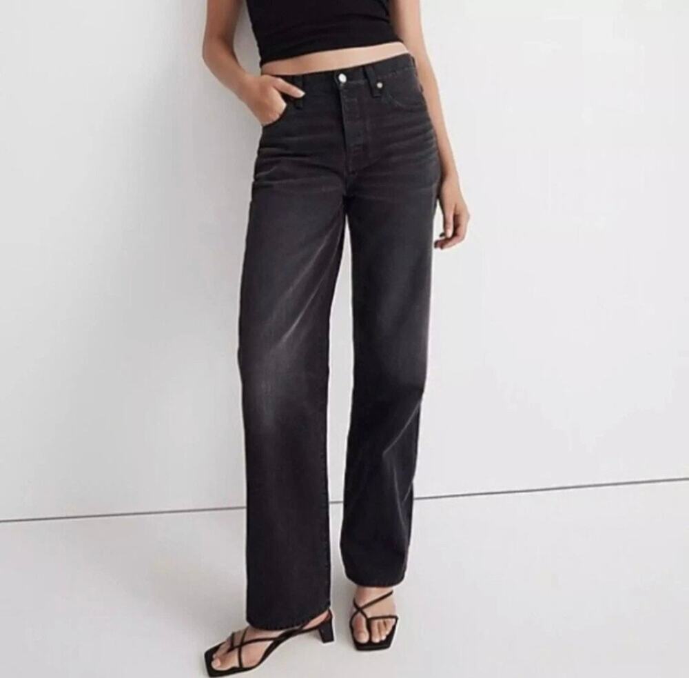 Madewell Jeans Womens Low-Slung Straight Leg Button Fly Kent Wash Black Size 29